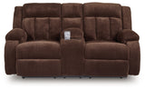 Greely Bend Chocolate-Power Reclining Loveseat with Console - Ornate Home