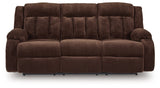 Greely Bend Chocolate Power Reclining Sofa with Drop Down Table - Ornate Home