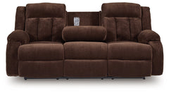 Greely Bend Chocolate Power Reclining Sofa with Drop Down Table - Ornate Home