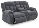 Greely Bend Steel-Power Reclining Loveseat with Console - Ornate Home