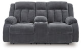 Greely Bend Steel-Power Reclining Loveseat with Console - Ornate Home