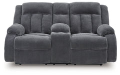 Greely Bend Steel-Power Reclining Loveseat with Console - Ornate Home
