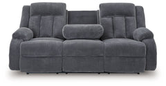 Greely Bend Steel-Power Reclining Sofa with Drop Down Table - Ornate Home
