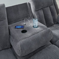 Greely Bend Steel-Power Reclining Sofa with Drop Down Table - Ornate Home
