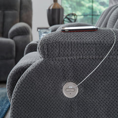 Greely Bend Steel-Power Reclining Sofa with Drop Down Table - Ornate Home