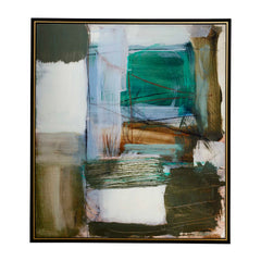 Green Fields Multicolor Framed Abstract Canvas - Ornate Home