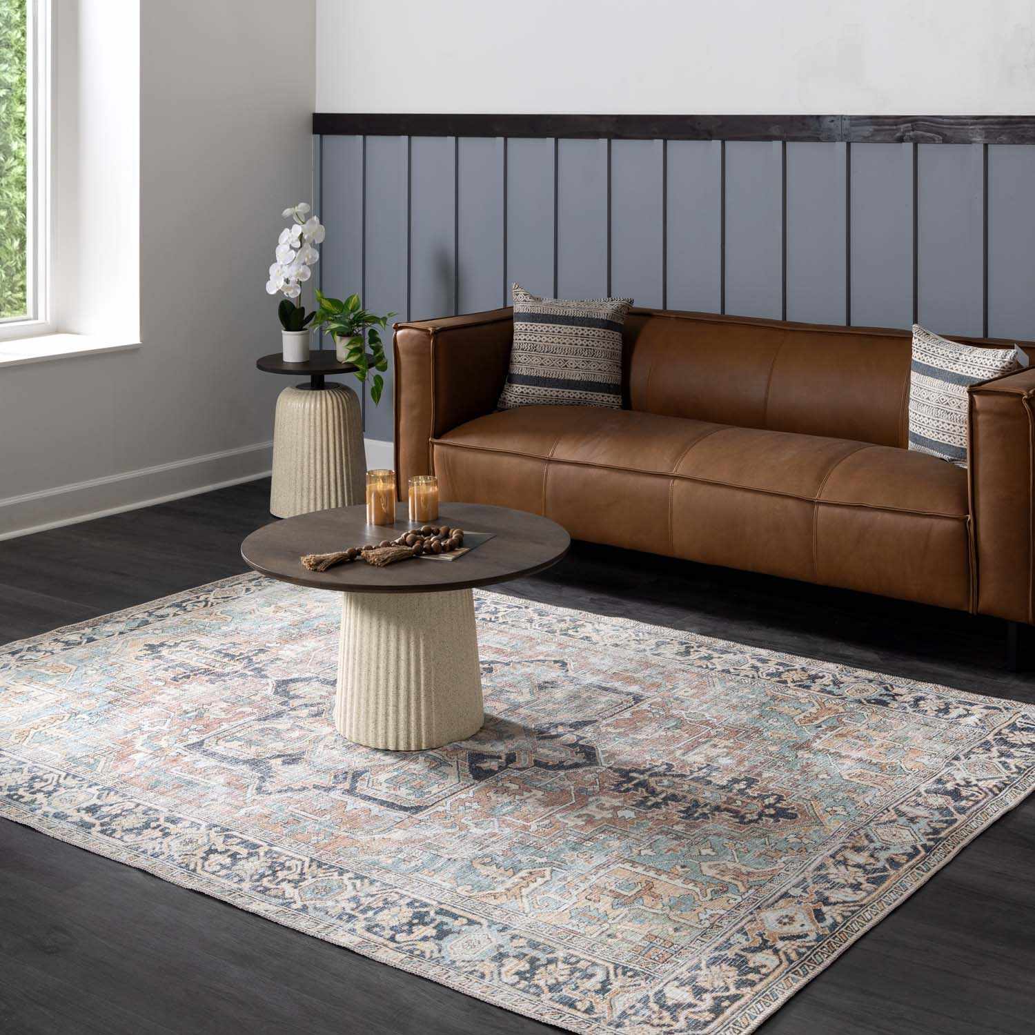 Green Nisa Tumble Dry Washable Rug - Ornate Home