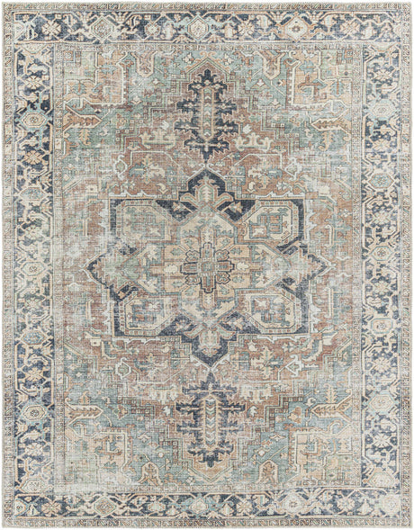 Green Nisa Vintage Washable Area Rug - Ornate Home