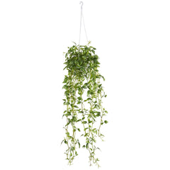 Green Variegated Wandering Jew Hanging Basket Artificial Plant - Ornate Home