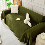 Solid Color Chenille Sofa Throw Blanket, Soft & Plush Decorative Couch Throw Cover