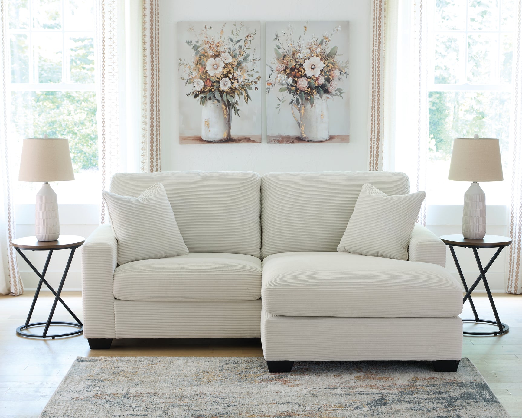 Greenbriar Ivory Sofa Chaise and Loveseat (Online Special Price) - Ornate Home