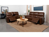 Greenfield Saddle Brown 2-piece Power Reclining Sofa Set - Ornate Home