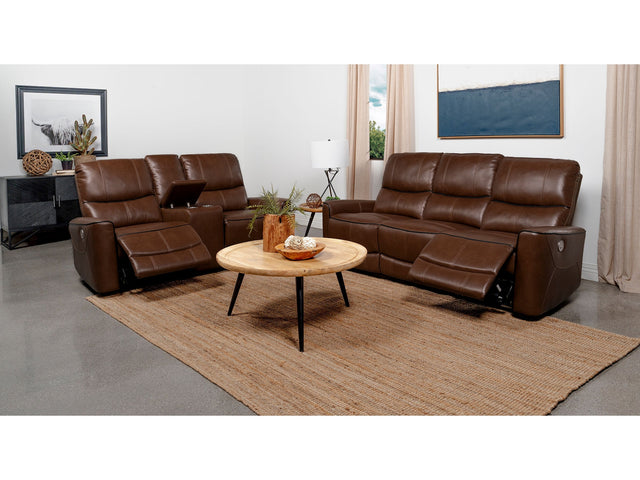 Greenfield Saddle Brown 2-piece Power Reclining Sofa Set - Ornate Home