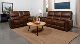Greenfield Saddle Brown 2-piece Power Reclining Sofa Set - Ornate Home