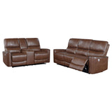 Greenfield Saddle Brown 2-piece Power Reclining Sofa Set - Ornate Home