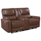 Greenfield Saddle Brown 2-piece Power Reclining Sofa Set - Ornate Home