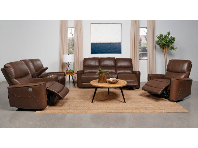 Greenfield Saddle Brown 3-piece Power Reclining Sofa Set - Ornate Home