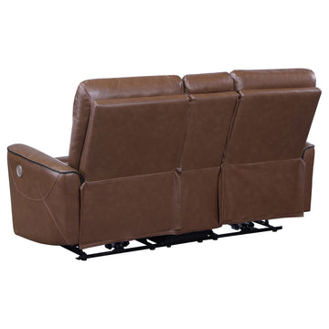 Greenfield Saddle Brown 3-piece Power Reclining Sofa Set - Ornate Home