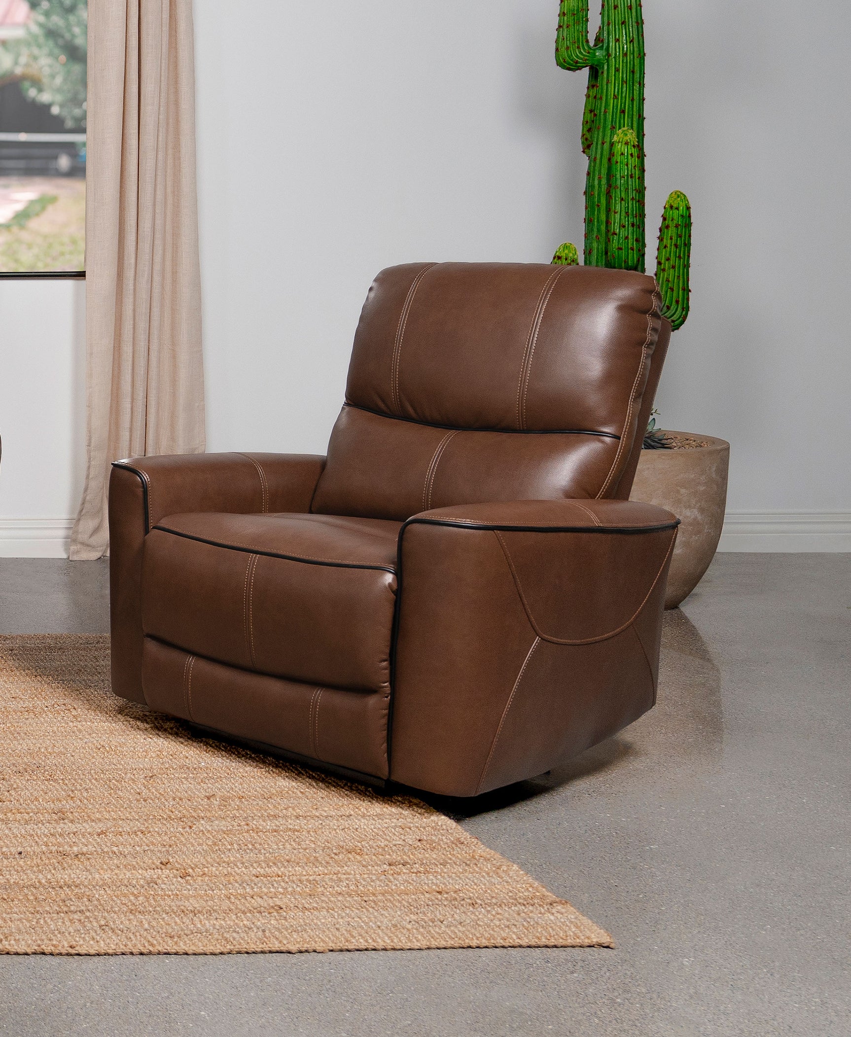 Greenfield Saddle Brown Power Recliner - Ornate Home