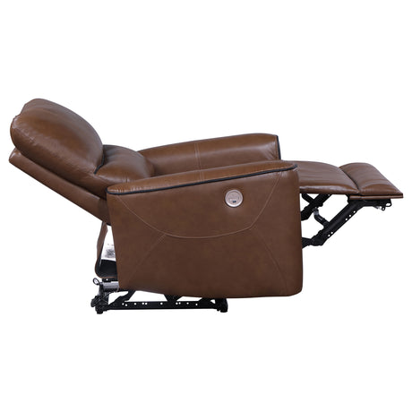 Greenfield Saddle Brown Power Recliner - Ornate Home