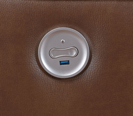 Greenfield Saddle Brown Power Recliner - Ornate Home