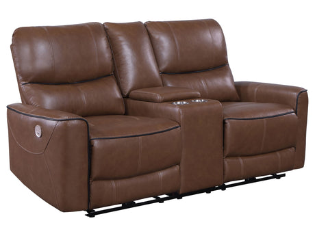 Greenfield Saddle Brown Power Reclining Loveseat - Ornate Home