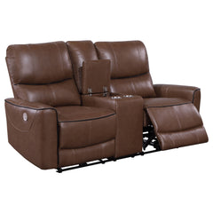 Greenfield Saddle Brown Power Reclining Loveseat - Ornate Home