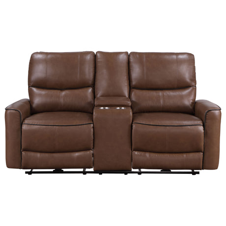 Greenfield Saddle Brown Power Reclining Loveseat - Ornate Home