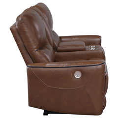 Greenfield Saddle Brown Power Reclining Loveseat - Ornate Home