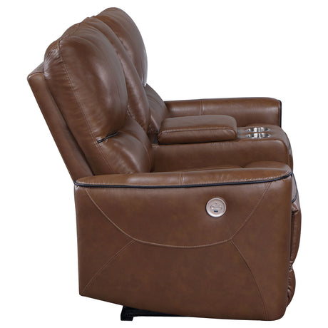 Greenfield Saddle Brown Power Reclining Loveseat - Ornate Home