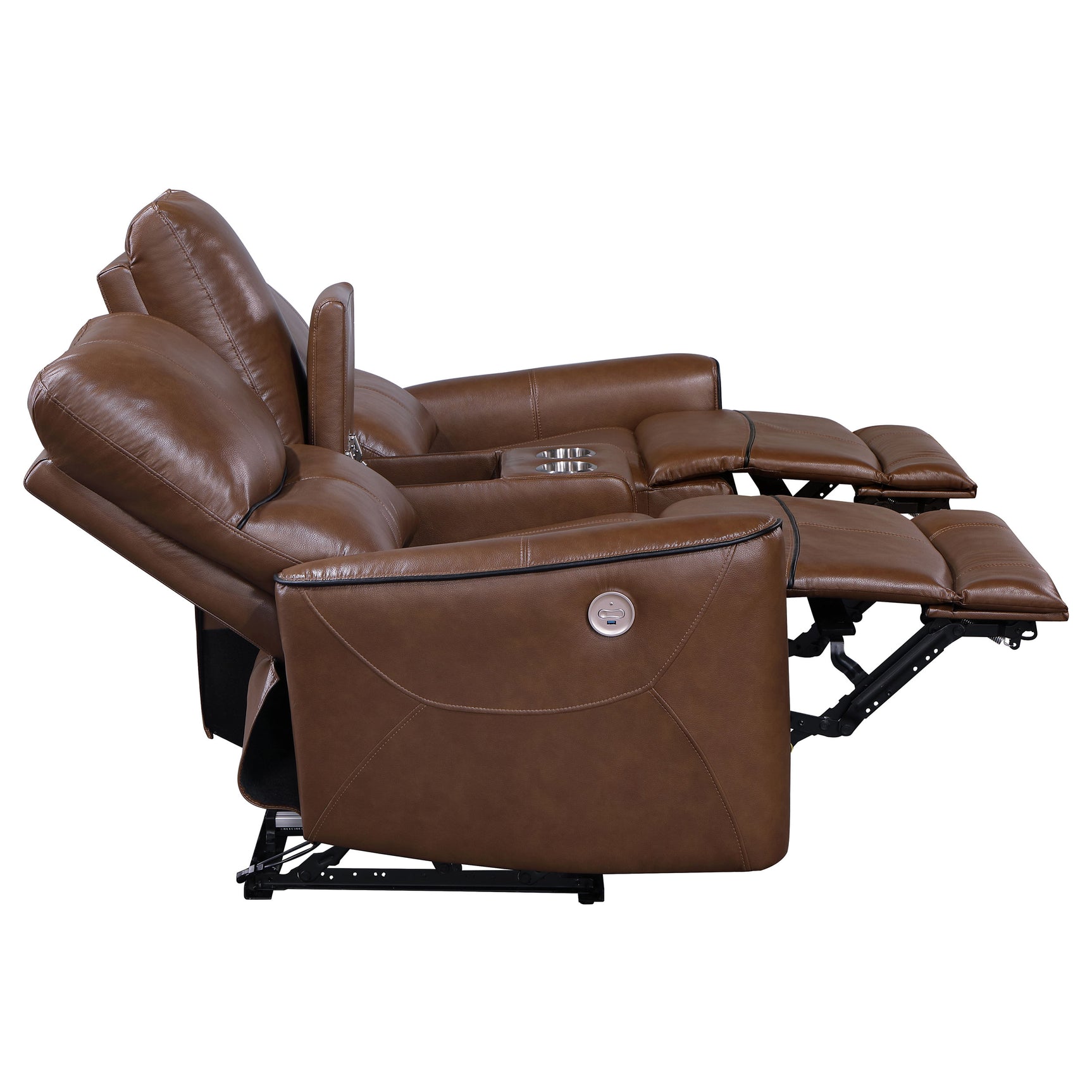 Greenfield Saddle Brown Power Reclining Loveseat - Ornate Home