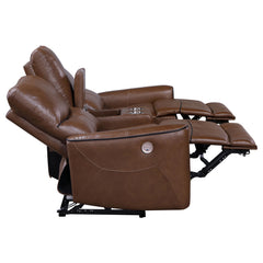 Greenfield Saddle Brown Power Reclining Loveseat - Ornate Home