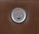 Greenfield Saddle Brown Power Reclining Loveseat - Ornate Home