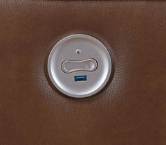 Greenfield Saddle Brown Power Reclining Loveseat - Ornate Home