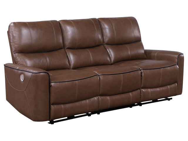 Greenfield Saddle Brown Power Reclining Sofa - Ornate Home