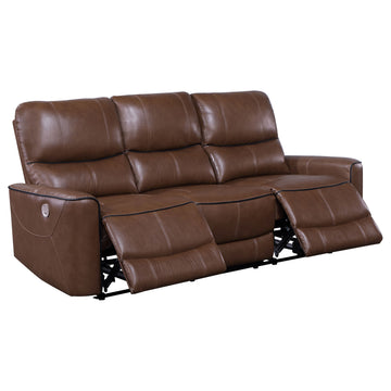 Greenfield Saddle Brown Power Reclining Sofa - Ornate Home