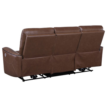 Greenfield Saddle Brown Power Reclining Sofa - Ornate Home
