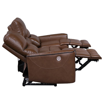 Greenfield Saddle Brown Power Reclining Sofa - Ornate Home