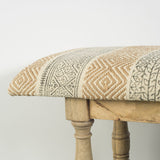 Greenfield Tan Patterned Upholstered Wood Frame Accent Bench - Ornate Home