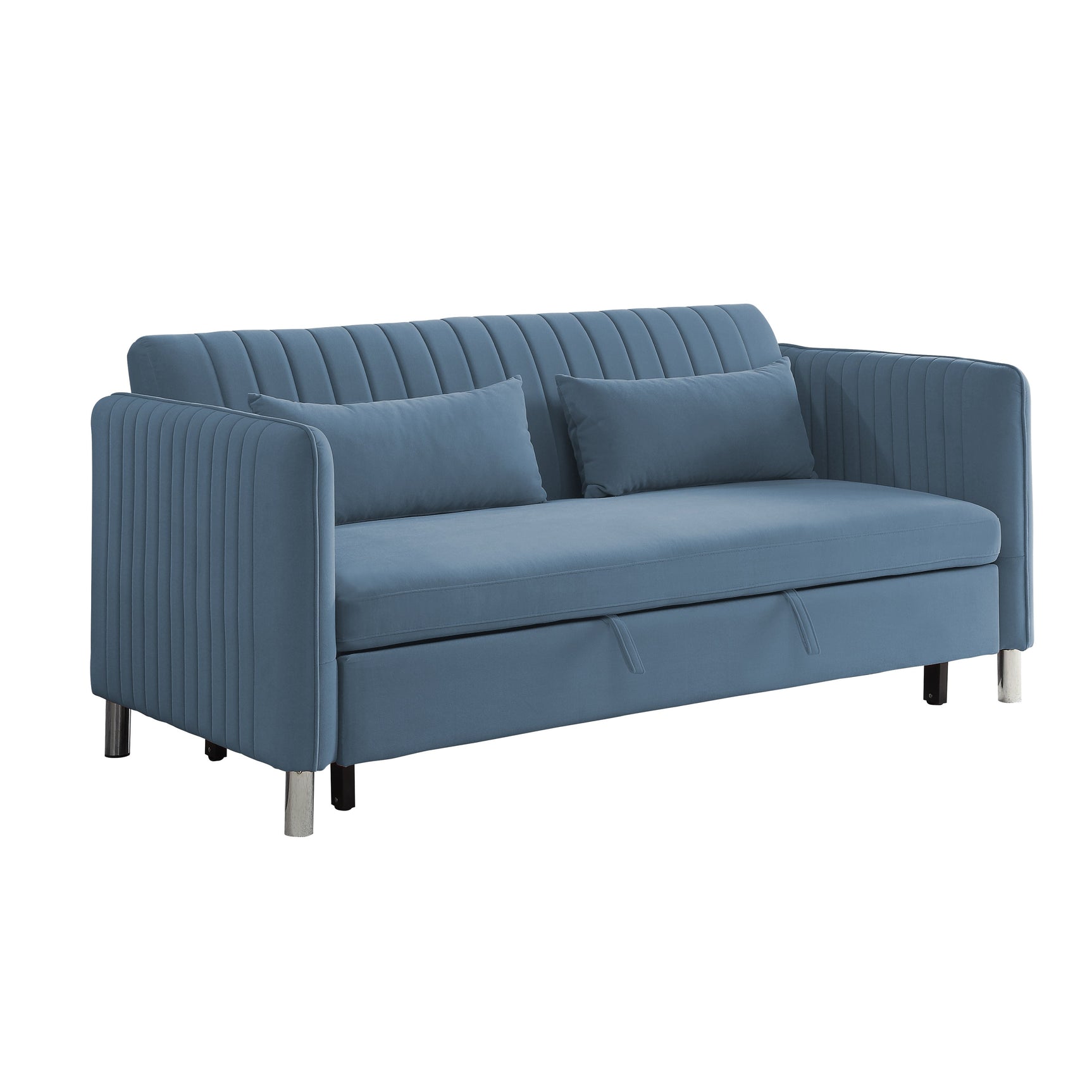 Greenway Blue Convertible Studio Sofa with Pull-Out Bed - Ornate Home