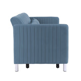 Greenway Blue Convertible Studio Sofa with Pull-Out Bed - Ornate Home