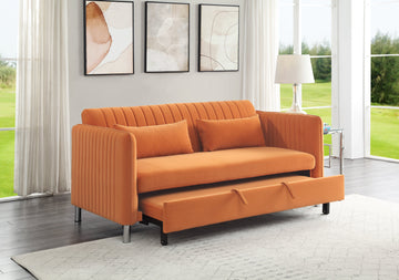 Greenway Orange Convertible Studio Sofa with Pull-Out Bed - Ornate Home