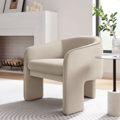 Greer Almond Performance Velvet Upholstered Accent Armchair - Ornate Home