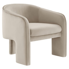 Greer Almond Performance Velvet Upholstered Accent Armchair - Ornate Home