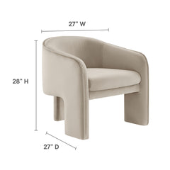 Greer Almond Performance Velvet Upholstered Accent Armchair - Ornate Home