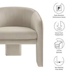 Greer Almond Performance Velvet Upholstered Accent Armchair - Ornate Home