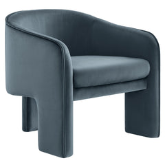 Greer Cadet Blue Performance Velvet Upholstered Accent Armchair - Ornate Home