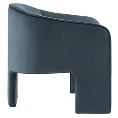 Greer Cadet Blue Performance Velvet Upholstered Accent Armchair - Ornate Home
