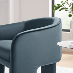 Greer Cadet Blue Performance Velvet Upholstered Accent Armchair - Ornate Home
