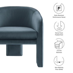 Greer Cadet Blue Performance Velvet Upholstered Accent Armchair - Ornate Home